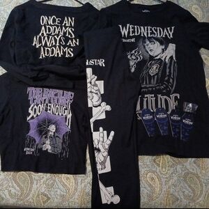 Wednesday Addams & Gothic Graphic Tee Bundle - Black with Purple Accents
